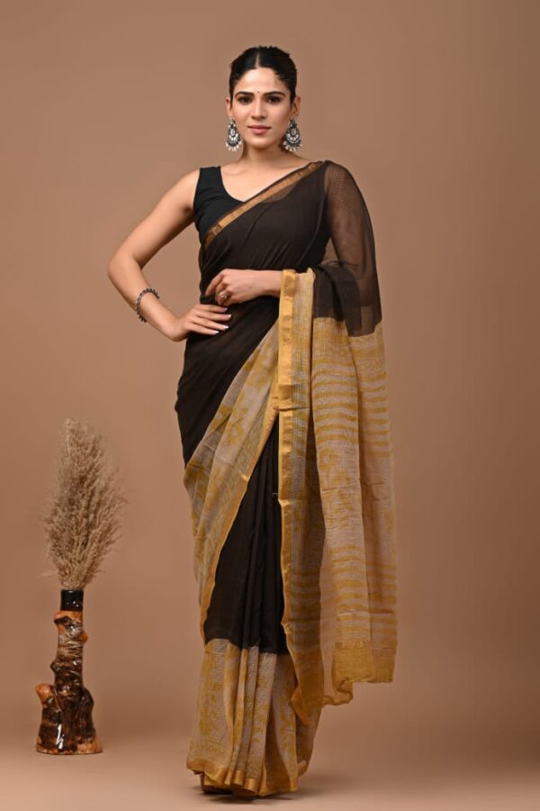 Kota Doria Saree - black