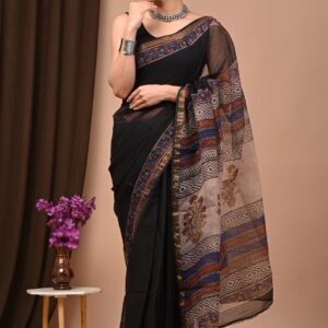 Kota Doria Saree - black