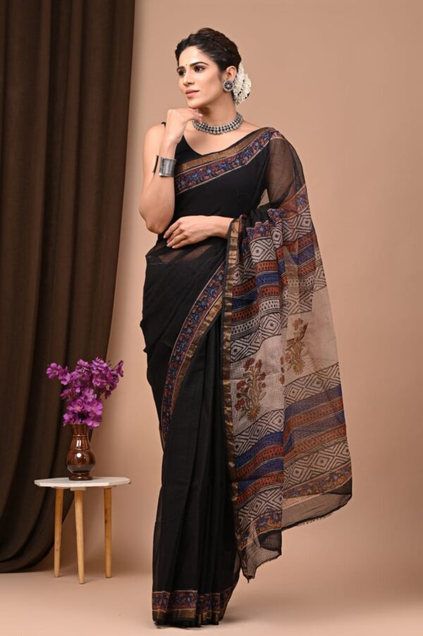 Kota Doria Saree - black
