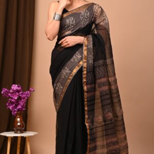 Kota Doria Saree - black