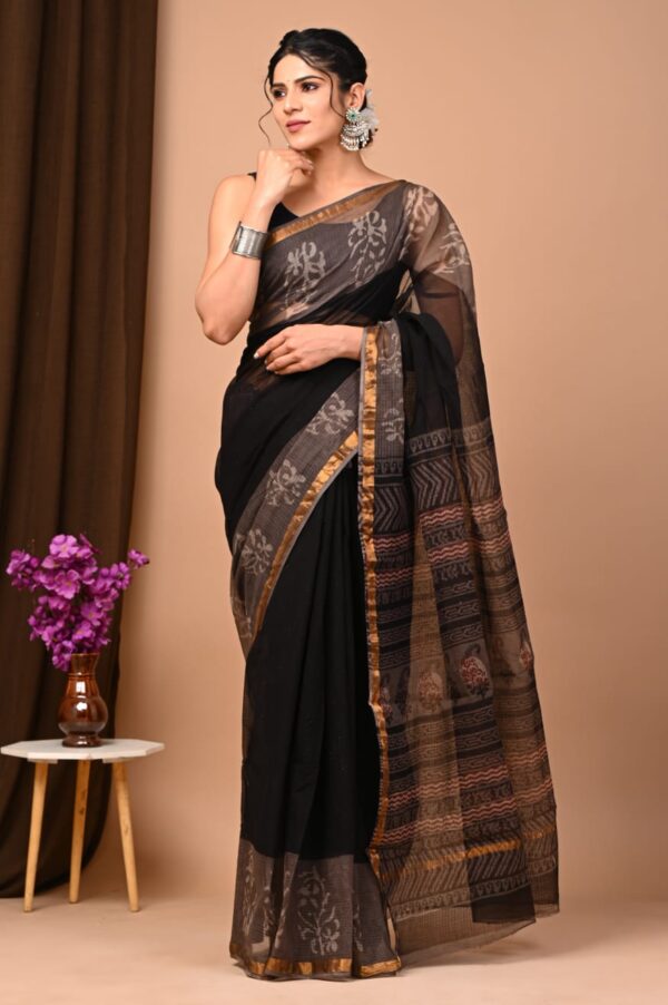 Kota Doria Saree - black