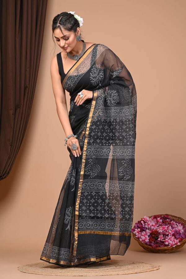 Kota Doria Saree - black