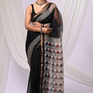 Kota Doria Saree - black