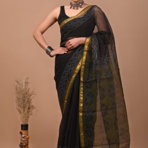 Kota Doria Saree - black