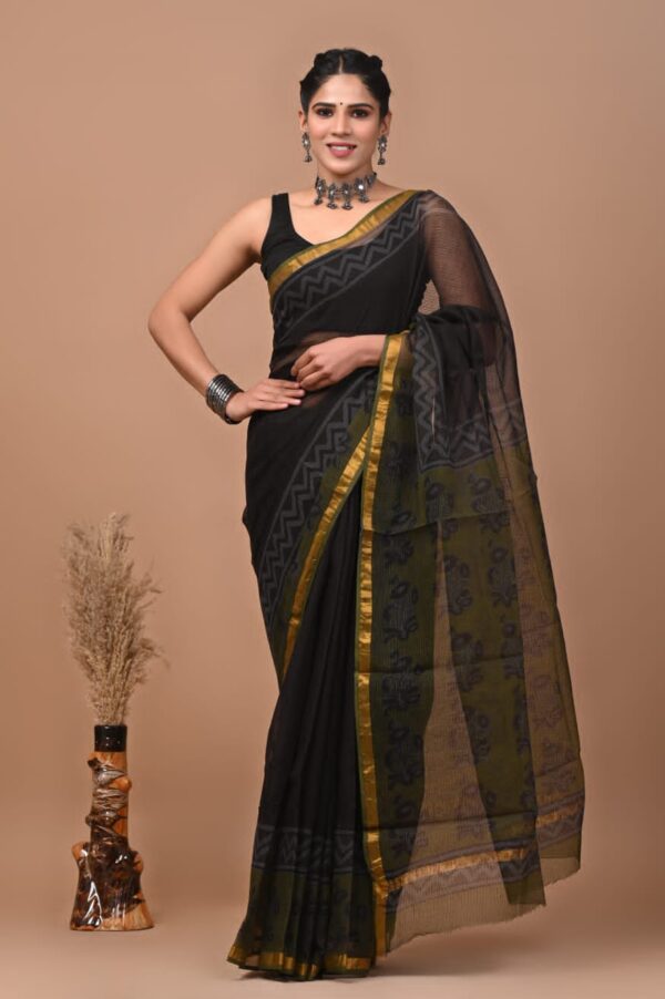 Kota Doria Saree - black