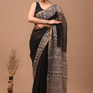 Kota Doria Saree - black