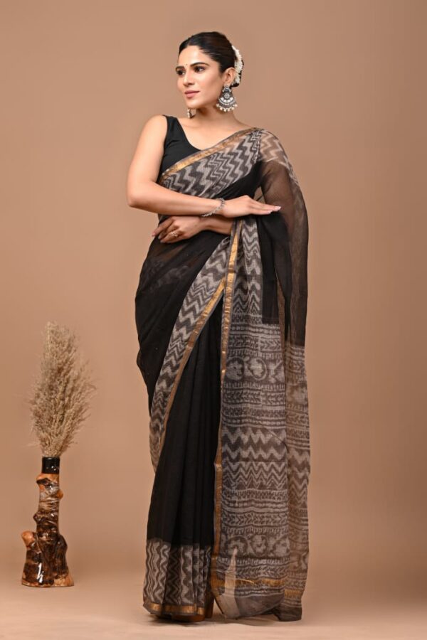 Kota Doria Saree - black