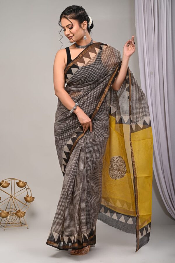 Kota Doria Saree - black