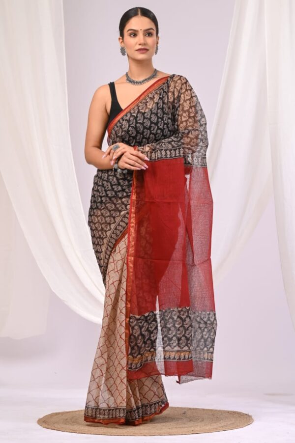 Kota Doria Saree - black