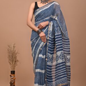 Kota Doria Saree - blue