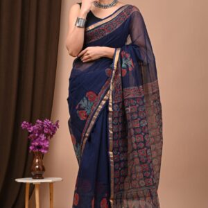 Kota Doria Saree - blue