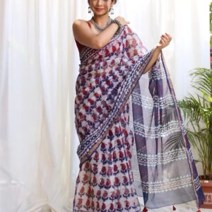 Kota Doria Saree - blue