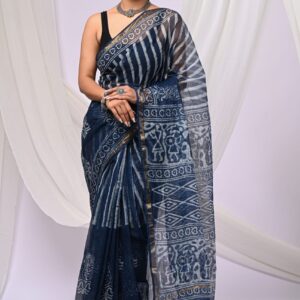 Kota Doria Saree - blue