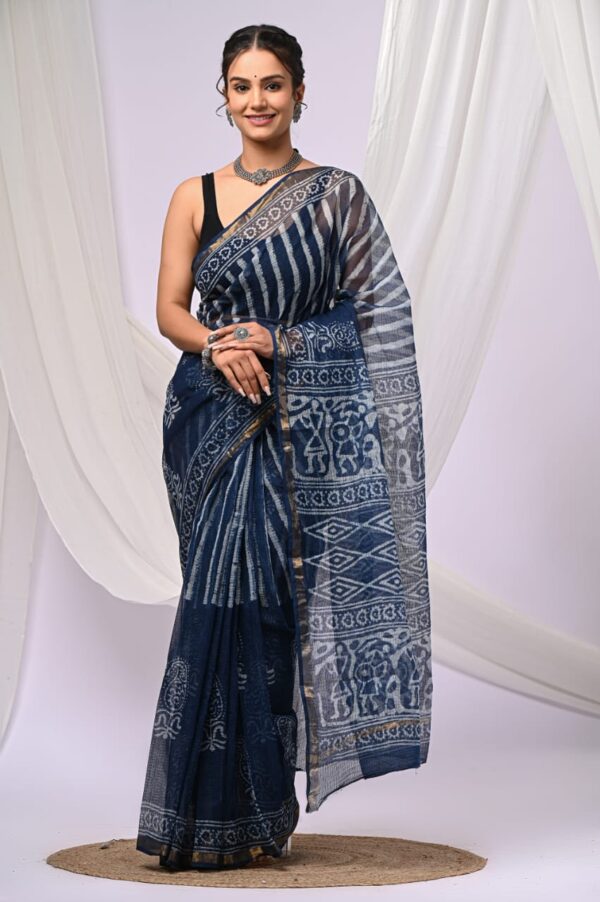 Kota Doria Saree - blue