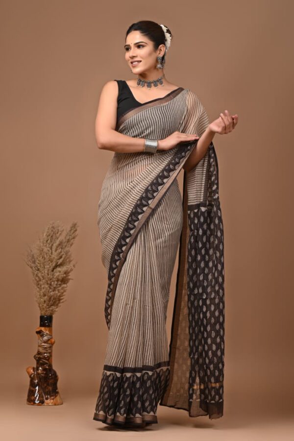 Kota Doria Saree - Cream