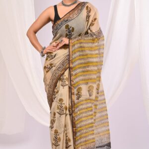Kota Doria Saree - Cream