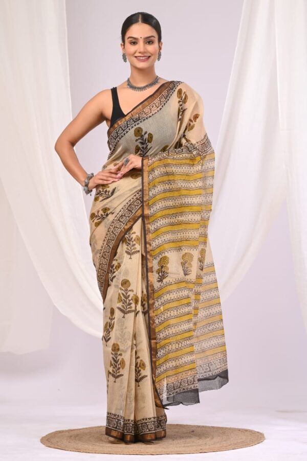 Kota Doria Saree - Cream