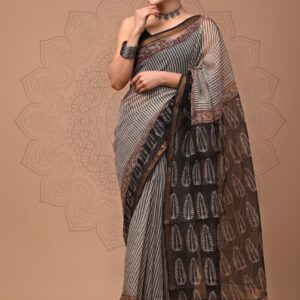 Kota Doria Saree - Cream