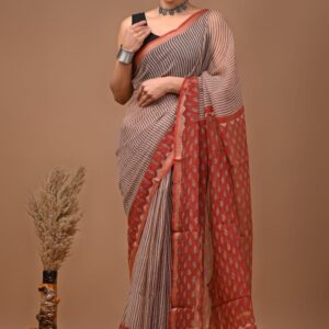 Kota Doria Saree - Cream