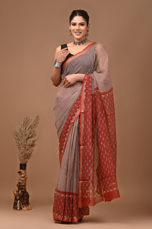 Kota Doria Saree - Cream