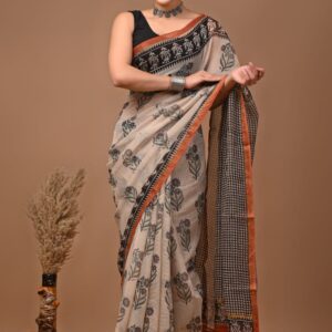 Kota Doria Saree - Cream