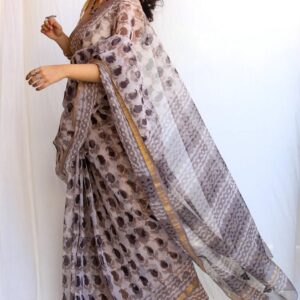 Kota Doria Saree - White