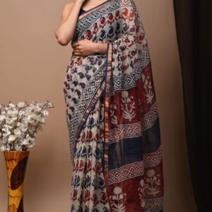 Kota Doria Saree - Cream