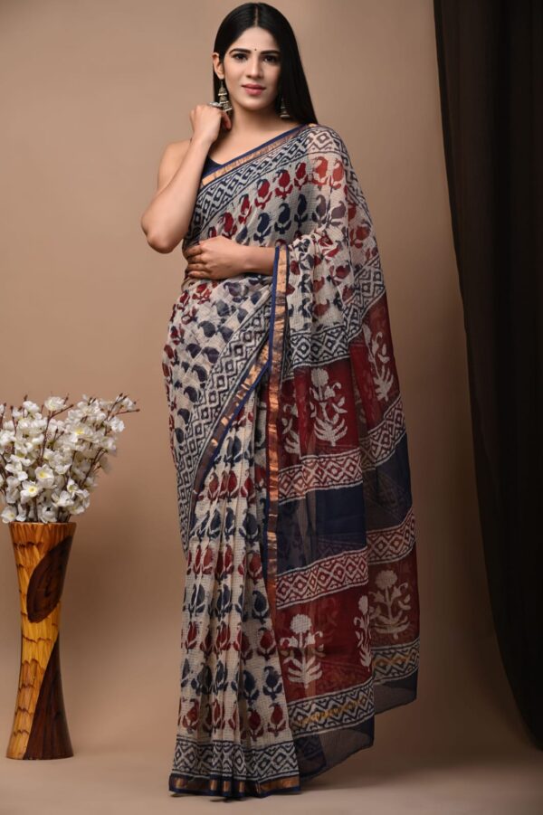 Kota Doria Saree - Cream
