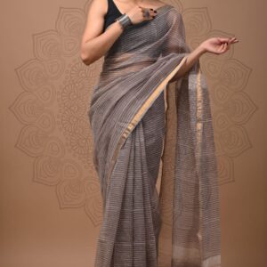 Kota Doria Saree - Grey