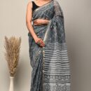 Kota Doria Saree - Grey