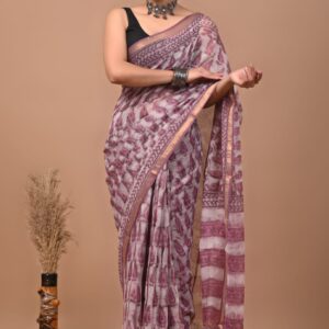 Kota Doria Saree - Pink