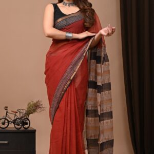 Kota Doria Saree - Red