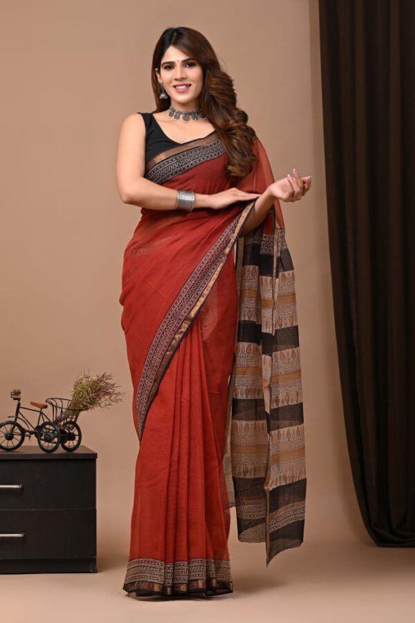 Kota Doria Saree - Red
