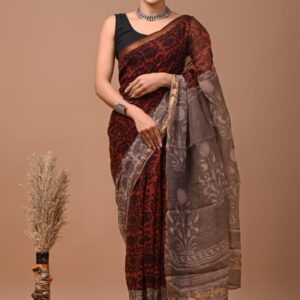 Kota Doria Saree - Red