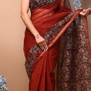 Kota Doria Saree - Red