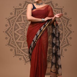 Kota Doria Saree - Red