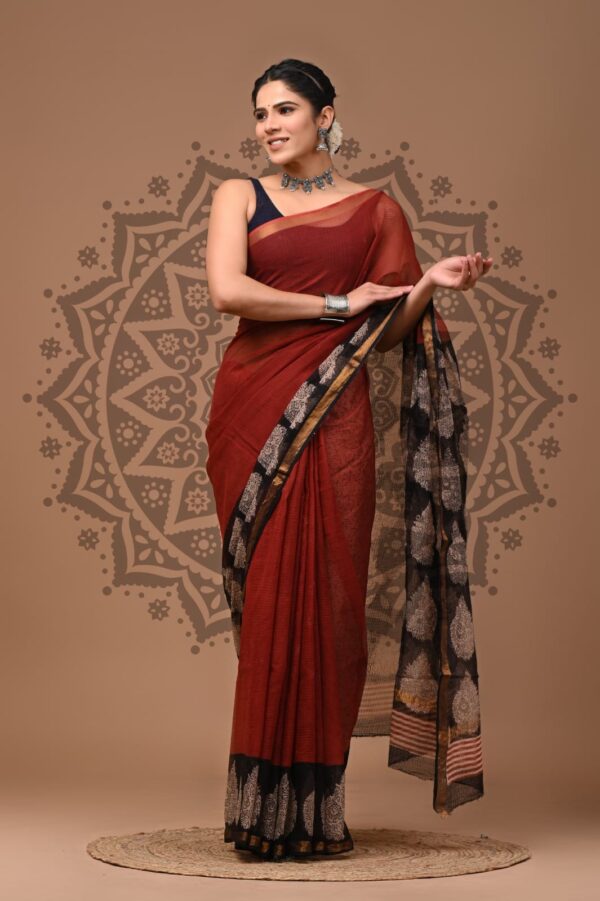 Kota Doria Saree - Red