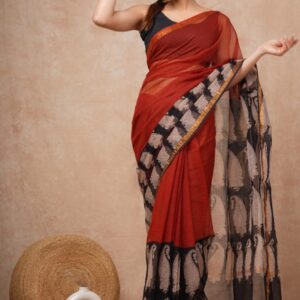 Kota Doria Saree - Red