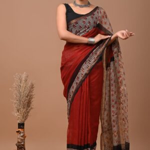 Kota Doria Saree - Red