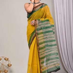 Kota Doria Saree - Yellow