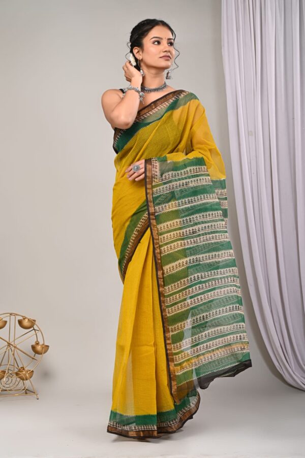 Kota Doria Saree - Yellow