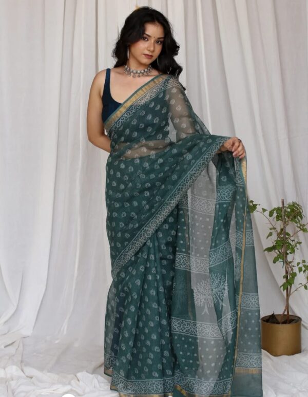 Kota Doria Saree - Green
