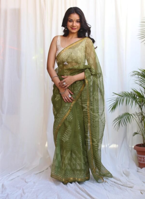 Kota Doria Saree - Green