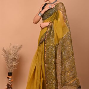 Kota Doria Saree - Green