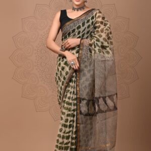 Kota Doria Saree - Green