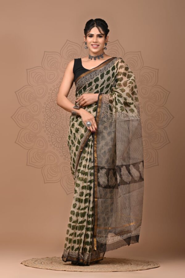 Kota Doria Saree - Green