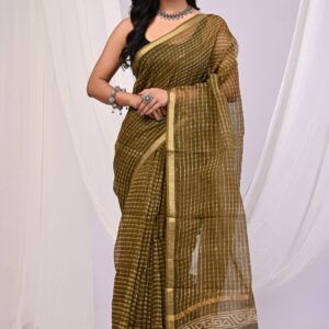 Kota Doria Saree - Green