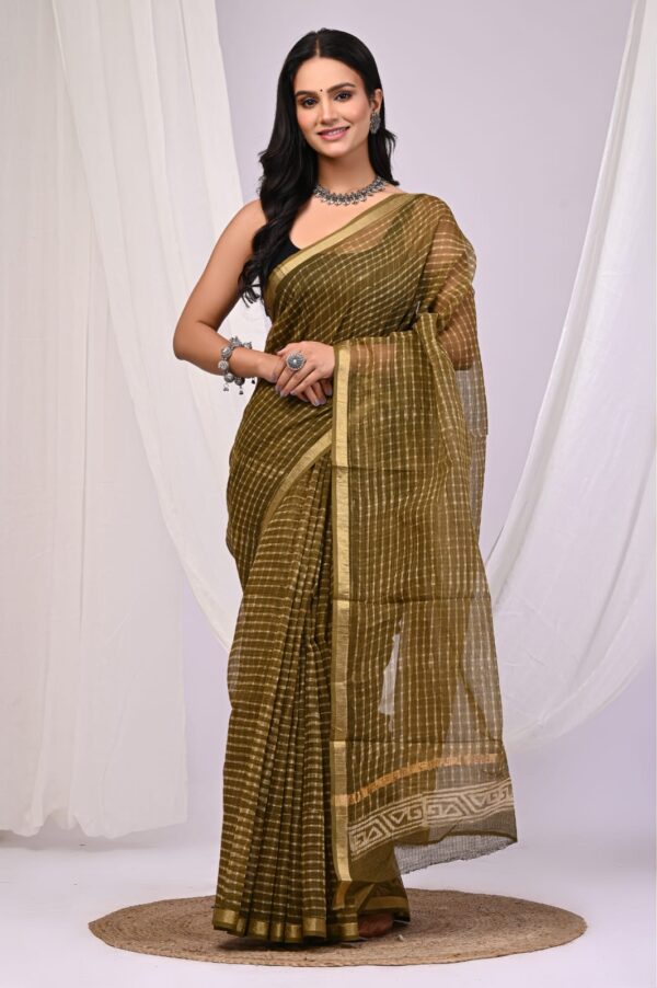 Kota Doria Saree - Green