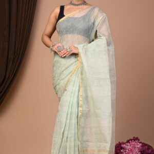 Kota Doria Saree - Green