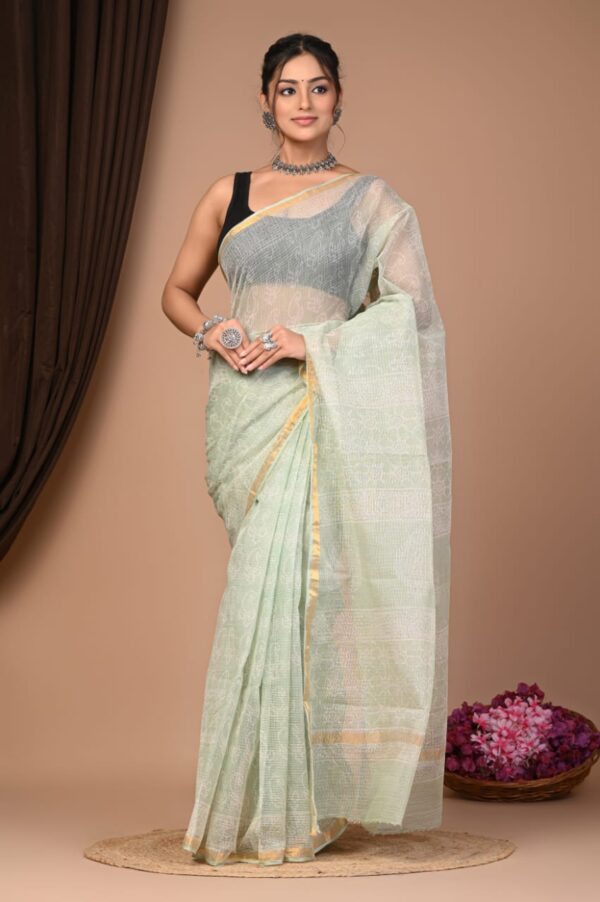 Kota Doria Saree - Green